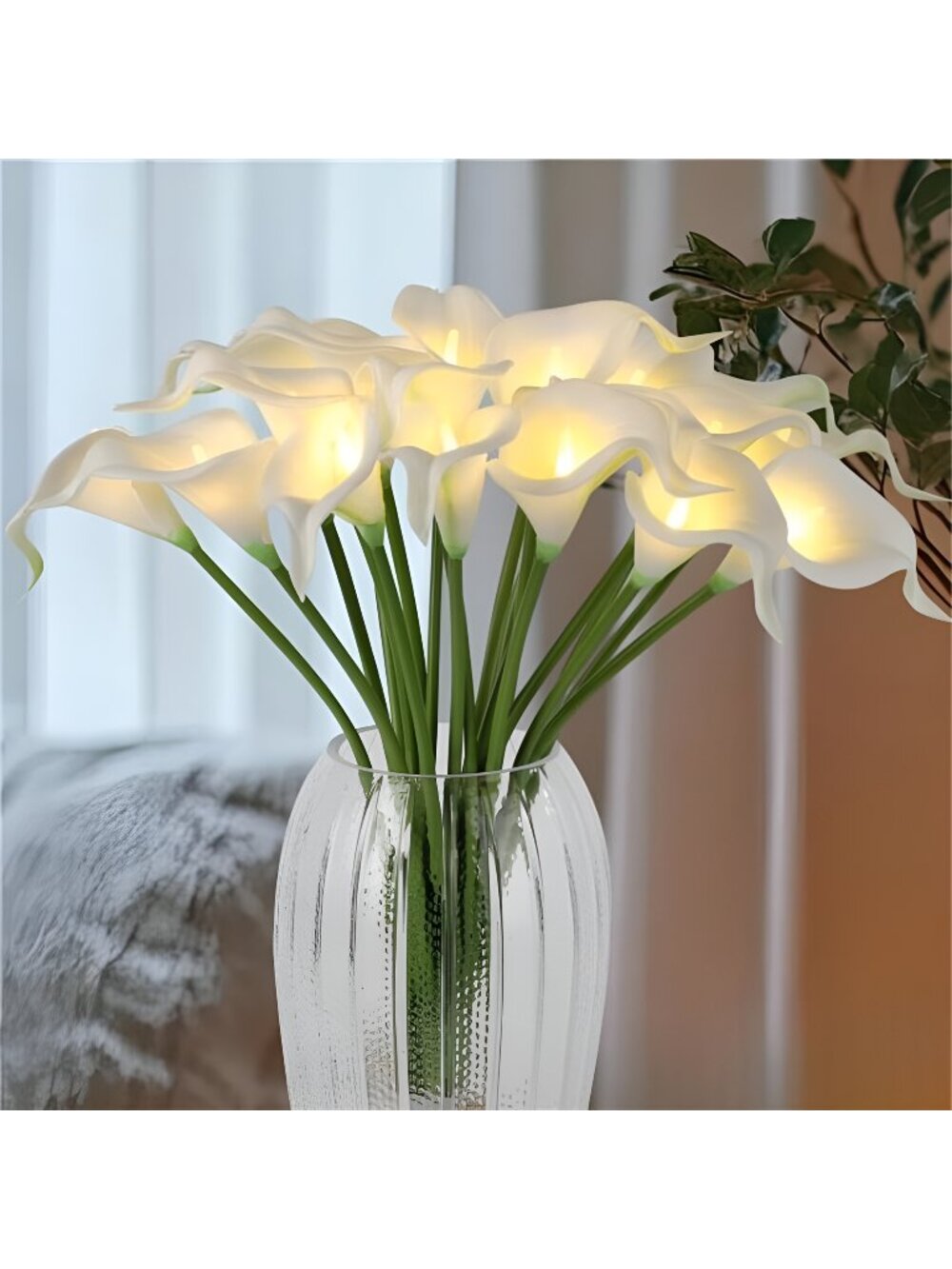 LED Lighted Artificial Flowers Calla Lily Lamp 20 Stems Real Touch Flowers